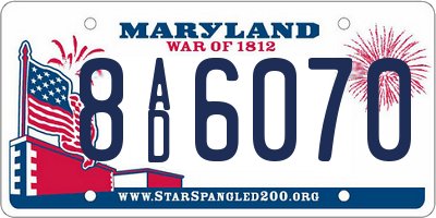 MD license plate 8AD6070