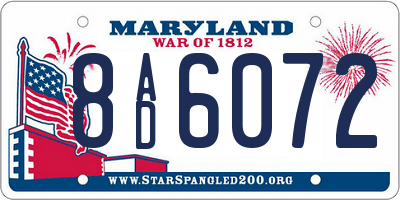 MD license plate 8AD6072