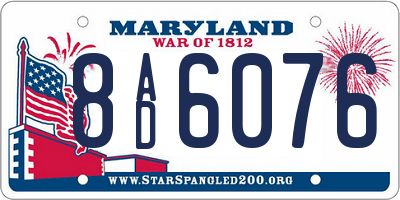 MD license plate 8AD6076