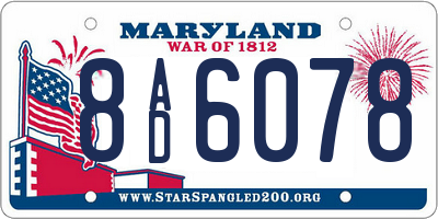 MD license plate 8AD6078