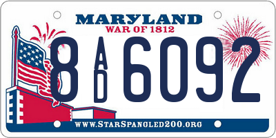 MD license plate 8AD6092