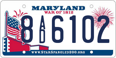 MD license plate 8AD6102