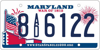 MD license plate 8AD6122
