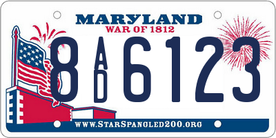 MD license plate 8AD6123