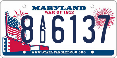 MD license plate 8AD6137