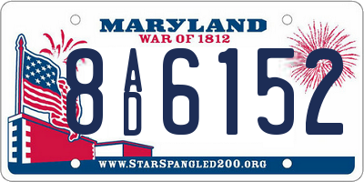 MD license plate 8AD6152