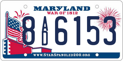 MD license plate 8AD6153
