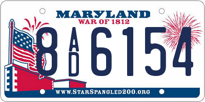 MD license plate 8AD6154