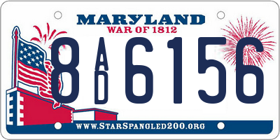 MD license plate 8AD6156