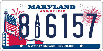 MD license plate 8AD6157