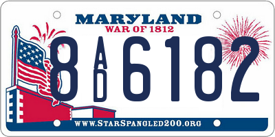 MD license plate 8AD6182
