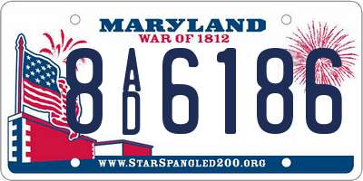 MD license plate 8AD6186