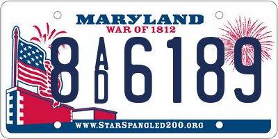 MD license plate 8AD6189
