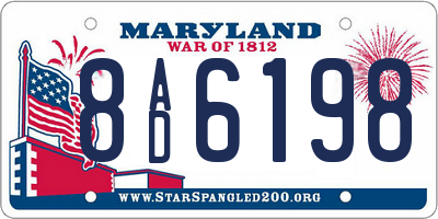 MD license plate 8AD6198
