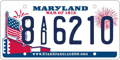 MD license plate 8AD6210