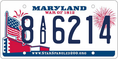 MD license plate 8AD6214