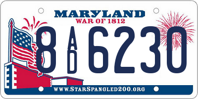 MD license plate 8AD6230