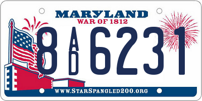 MD license plate 8AD6231