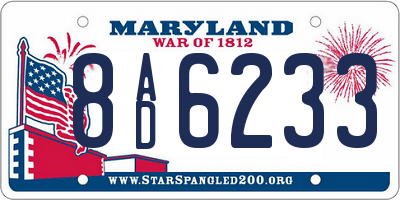MD license plate 8AD6233