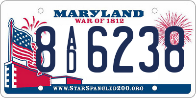 MD license plate 8AD6238