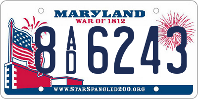 MD license plate 8AD6243