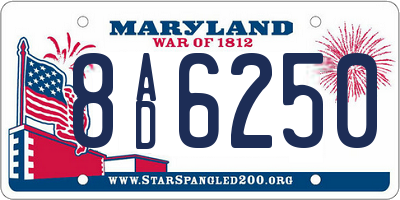 MD license plate 8AD6250