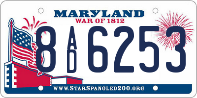 MD license plate 8AD6253