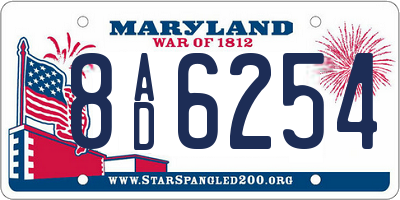 MD license plate 8AD6254