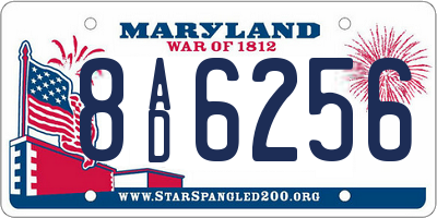 MD license plate 8AD6256