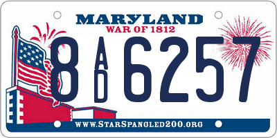 MD license plate 8AD6257