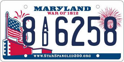 MD license plate 8AD6258