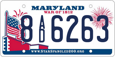 MD license plate 8AD6263