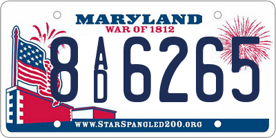 MD license plate 8AD6265