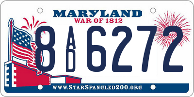 MD license plate 8AD6272