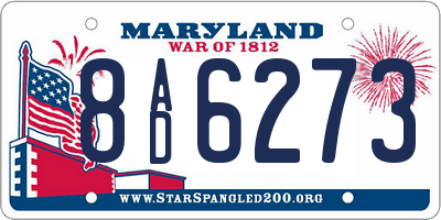 MD license plate 8AD6273