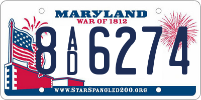 MD license plate 8AD6274
