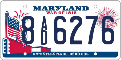 MD license plate 8AD6276