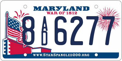 MD license plate 8AD6277