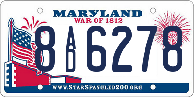 MD license plate 8AD6278