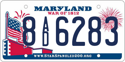 MD license plate 8AD6283