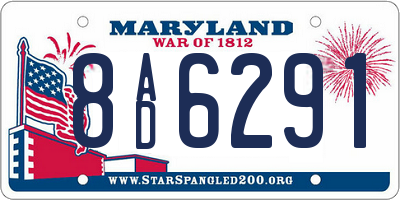 MD license plate 8AD6291
