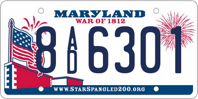 MD license plate 8AD6301