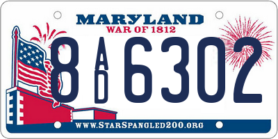 MD license plate 8AD6302