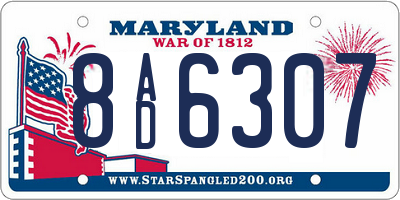 MD license plate 8AD6307