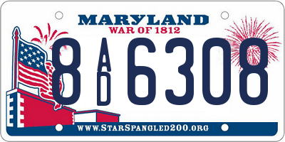 MD license plate 8AD6308