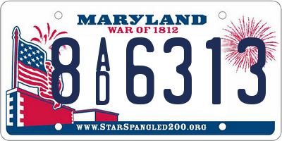 MD license plate 8AD6313