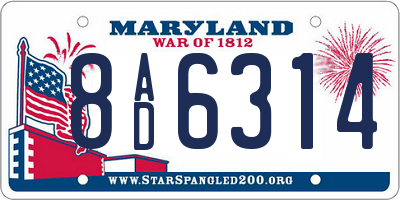MD license plate 8AD6314