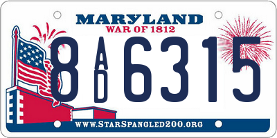 MD license plate 8AD6315