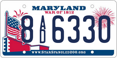 MD license plate 8AD6330