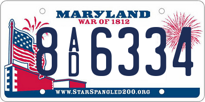 MD license plate 8AD6334